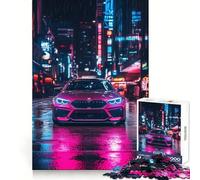 Rompecabezas Rosa BMW en Neon City para Adolescentes, 1000 Piezas, Wise Think Toy Gentle Leisure, Corte Ajustado, Lista de Deseos de Santa Claus (38x26cm)