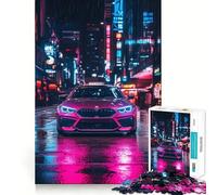 Rompecabezas Rosa BMW en Neon City para Adolescentes, 1000 Piezas, Wise Think Toy Gentle Leisure, Corte Ajustado, Lista de Deseos de Santa Claus (38x26cm)
