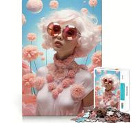 Rompecabezas Rosa con diseño Floral y Retrato, 1000 Piezas, Ideal para Adolescentes Ayuda a Fortalecer la Memoria, Calma y relajación Bordes (38x52cm)