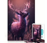 Rompecabezas Rosa de Ciervo Brillante de fantasía de 1000 Piezas para Adolescentes, Juguete de lógica Mental, Escape Tranquilo, Arte de Borde Fino, Coleccionable (38x26cm)