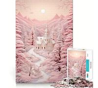 Rompecabezas Rosa empolvado de Invierno de 1000 Piezas para Adolescentes Juego de Rompecabezas para desarrollar la Mente Tranquila Borde de Calidad (50x75cm)