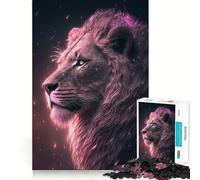 Rompecabezas Rosa fantástico con diseño de león Que Brilla en la Oscuridad, 1000 Piezas, para Adolescentes, Juguete de lógica, Tren, luz, relajación, Corte Suave, decoración de Pared (38x52cm)