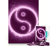 Rompecabezas Rosa neón con símbolo Yin Yang para Adolescentes, 1000 Piezas, Juguete de lógica, Divertido y Casual, Corte de precisión, Regalo conmovedor (38x26cm)