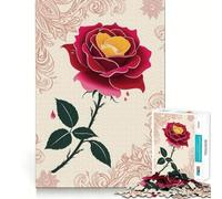Rompecabezas Rosa Roja con Gotas para Adolescentes 1000 Piezas Juguete de Habilidad Mental Juguete de Recreación Suave Diseño para Ensamblar Regalo Premium (38x52cm)