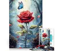 Rompecabezas Rosa Roja en el Bosque, 1000 Piezas, para Adolescentes, Juguete de razonamiento y Habilidad, diversión Relajante, Corte preciso, Regalo Ideal (38x26cm)