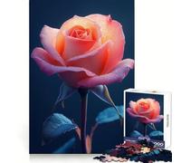 Rompecabezas Rosa Rosada con Gotas de Rocío para Adultos, 1000 Piezas, Juego de Lógica Clara, Pasatiempo Tranquilo, Corte Perfecto, Regalo Elegante (38x52cm)