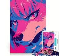 Rompecabezas Rosa y Azul con diseño de loba para Adolescentes, 1000 Piezas, Juguete para ejercitar la Mente, diseño Relajante, Montaje, Sorpresa navideña (50x75cm)