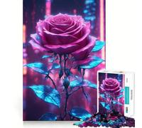 Rompecabezas Rose of The Neon City de 1000 Piezas para Adolescentes, Juguete Mental para aliviar el estrés, Corte Premium, (50x75cm)
