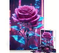 Rompecabezas Rose of The Neon City de 1000 Piezas para Adultos Ayuda a Mejorar la Memoria y Alivia la ansiedad Diseño artístico para armar Regalo (38x26cm)