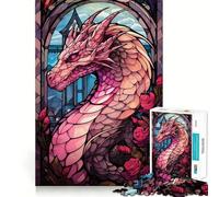 Rompecabezas Rose Valtaria Pink Dragon de 1000 Piezas para Adolescentes, Juguete de lógica Fuerte, Tiempo en Familia, Borde Transparente, cálida Sorpresa (38x52cm)