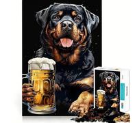 Rompecabezas Rottweiler con Cerveza para Adolescentes, 1000 Piezas, desafío Mental, Juguete Relajante y Divertido, Corte preciso, Regalo Festivo (38x52cm)