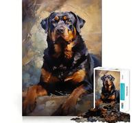 Rompecabezas Rottweiler de 1000 Piezas para Adultos Ideal para estimular la Memoria, Relajarse y Jugar con Rompecabezas Corte Suave Regalo de cumpleaños (38x52cm)