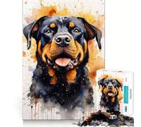 Rompecabezas Rottweiler en Acuarela de 1000 Piezas para Adolescentes, Juguete de lógica, Tren, Ocio, diversión, Corte Suave, (38x52cm)