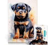Rompecabezas Rottweiler en Acuarela de 1000 Piezas para Adultos Ayuda a Mejorar la Memoria y Alivia la ansiedad Diseño artístico para armar Regalo (38x26cm)