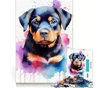 Rompecabezas Rottweiler en Acuarela de 1000 Piezas para Adultos Ayuda a Mejorar la Memoria y Alivia la ansiedad Diseño artístico para armar Regalo Ideal (38x52cm)