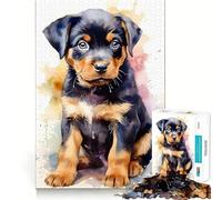 Rompecabezas Rottweiler en Acuarela de 1000 Piezas para Adultos Fortalece la Memoria, Calma la Mente, cálida Sorpresa (38x52cm)