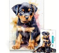 Rompecabezas Rottweiler en Acuarela de 1000 Piezas para Adultos, Juguete Intelectual Relajante, Divertido, de Corte preciso, (50x75cm)
