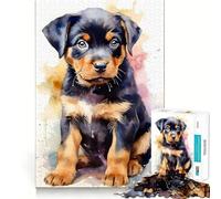 Rompecabezas Rottweiler en Acuarela para Adolescentes, 1000 Piezas, diseño Relajante y Divertido, decoración de Pared con Corte nítido (38x26cm)