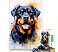 Rompecabezas Rottweiler en Acuarela para Adolescentes, 1000 Piezas, Potencia la Memoria, Momentos de Tranquilidad, Corte Premium, Regalo de cumpleaños (38x52cm)