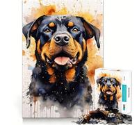 Rompecabezas Rottweiler en Acuarela para Adultos, 1000 Piezas, Juego Mental, Juguete para aliviar la ansiedad, Arte de Corte preciso, Coleccionable (38x26cm)