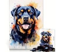 Rompecabezas Rottweiler en Acuarela para Adultos, 1000 Piezas, Juego Mental, Juguete para aliviar la ansiedad, Arte de Corte preciso, Coleccionable (50x75cm)