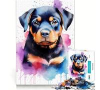 Rompecabezas Rottweiler en Acuarela para Adultos, 1000 Piezas, Mejora la Memoria, relaja la Mente, Pieza de colección de Arte de Bordes Afilados (38x26cm)