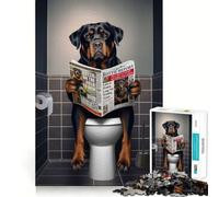 Rompecabezas Rottweiler en el baño para Adultos, 1000 Piezas, fortalece la Memoria, Informal, Divertido, de Calidad, Elegante, Regalo (38x26cm)
