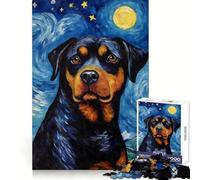 Rompecabezas Rottweiler Noche Estrellada de 1000 Piezas para Adolescentes Pure Logic Toy Gentle Relax Clean Cut Fine Art Piece (38x52cm)