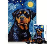 Rompecabezas Rottweiler Noche Estrellada para Adolescentes 1000 Piezas Juguete Inteligente para Aliviar el Estrés con Bordes Afilados Regalo de Cumpleaños (50x75cm)