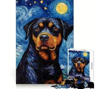 Rompecabezas Rottweiler Noche Estrellada para Adolescentes 1000 Piezas Mejora la Memoria Alivia la Tensión Bordes Precisos Obra de Arte de Calidad (38x26cm)