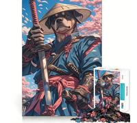 Rompecabezas Rottweiler Samurai Blossom de 1000 Piezas para Adolescentes, Juguete de lógica, Divertido y silencioso, Corte Suave, Regalo Encantador (38x26cm)