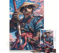 Rompecabezas Rottweiler Samurai Blossom para Adolescentes, 1000 Piezas, Juguete para ejercitar el Cerebro, relajación Mental, Arte para armar, (50x75cm)