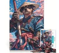 Rompecabezas Rottweiler Samurai Blossom para Adolescentes, 1000 Piezas, Juguete para ejercitar el Cerebro, relajación Mental, Arte para armar, (50x75cm)