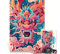 Rompecabezas Rugido de Dragón Vibrante,1000 Piezas,Diversión para ejercitar la Memoria,Bordes Lisos,Encaje, Forma Divertida de llenar Las Horas Libres (38x26cm)