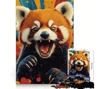 Rompecabezas Rugido de Panda Rojo para Adultos, 1000 Piezas, Juguete de Lógica Mental, Relajante, Divertido, Corte Firme, Sorpresa Cálida (50x75cm)