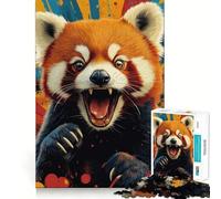 Rompecabezas Rugido de Panda Rojo para Adultos 1000 Rompecabezas Fortalecen la Memoria Alivian la Ansiedad Bordes Lisos Sorpresa Cálida (38x26cm)