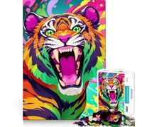 Rompecabezas Rugido de Tigre Arcoíris para Adultos, 1000 Piezas, Mejora la Memoria, Juego en Grupo, Patrón de Ensamblaje, Sorpresa Navideña (50x75cm)
