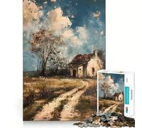 Rompecabezas rústico de cabaña, Camino Rural, 1000 Piezas para Adolescentes Mejora la Memoria Estilo Casual y Relajante Bordes precisos Regalo Elegante (38x52cm)