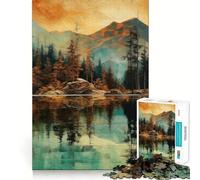 Rompecabezas rústico de montaña y Naturaleza de 1000 Piezas para Adolescentes Juguete de lógica Fuerte Momento Sereno Borde Transparente Regalo Creativo (50x75cm)