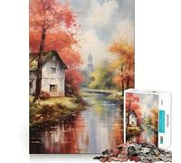 Rompecabezas rústico de otoño Junto al río, difícil, para Adultos, 1000 Piezas, Juego de Habilidad, Tiempo en Familia, Arte de Corte preciso, Coleccionable (38x26cm)