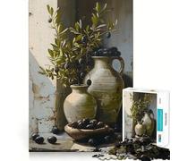 Rompecabezas rústicos de Naturaleza Muerta con olivos para Adolescentes, 1000 Piezas, para estimular la Memoria, Momentos de Serenidad, Corte Premium, Regalo de cumpleaños (38x52cm)