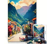 Rompecabezas Sa Pa Art Poster de 1000 Piezas para Adolescentes Juguete de lógica Fuerte para Relajarse mentalmente Bordes definidos Regalo Elegante (38x26cm)