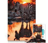 Rompecabezas Safari Sunset Zebra para Adultos, 1000 Piezas, Juego Mental, Juguete para aliviar la ansiedad, Arte de Corte preciso, Coleccionable (38x26cm)