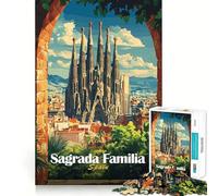 Rompecabezas Sagrada Familia Barcelona de 1000 Piezas para Adolescentes, Juguete de lógica Resistente, Tiempo Sereno, Borde Transparente, Regalo Creativo (50x75cm)