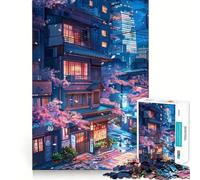 Rompecabezas Sakura Anime Night de 1000 Piezas para Adolescentes, Rompecabezas de lógica Clara, Juguete, Tiempo de Paz, Corte, Lista de Deseos de Santa Claus (38x52cm)