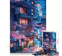 Rompecabezas Sakura Anime Night de 1000 Piezas para Adolescentes, Rompecabezas de lógica Clara, Juguete, Tiempo de Paz, Corte, Lista de Deseos de Santa Claus (38x52cm)