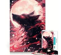 Rompecabezas Sakura Black Wolf de 1000 Piezas para Adultos, Juguete para ejercitar la Mente, para Fortalecer los Lazos Familiares, Corte de precisión, Regalo Creativo (38x52cm)