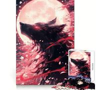 Rompecabezas Sakura Black Wolf de 1000 Piezas para Adultos, Juguete para ejercitar la Mente, para Fortalecer los Lazos Familiares, Corte de precisión, Regalo Creativo (38x52cm)