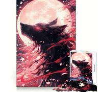 Rompecabezas Sakura Black Wolf para Adultos, 1000 Piezas, Rompecabezas Mental, pasatiempo Relajante, Montaje de imágenes, Regalo Encantador (50x75cm)