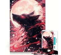Rompecabezas Sakura Black Wolf para Adultos, 1000 Piezas, Rompecabezas Mental, pasatiempo Relajante, Montaje de imágenes, Regalo Encantador (50x75cm)